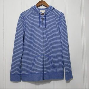 L.L. Bean Blue Striped Hooded Full Zip Jacket Size Large
